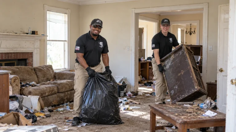 JP’s Junk Removal crew clearing debris out of a vacant house